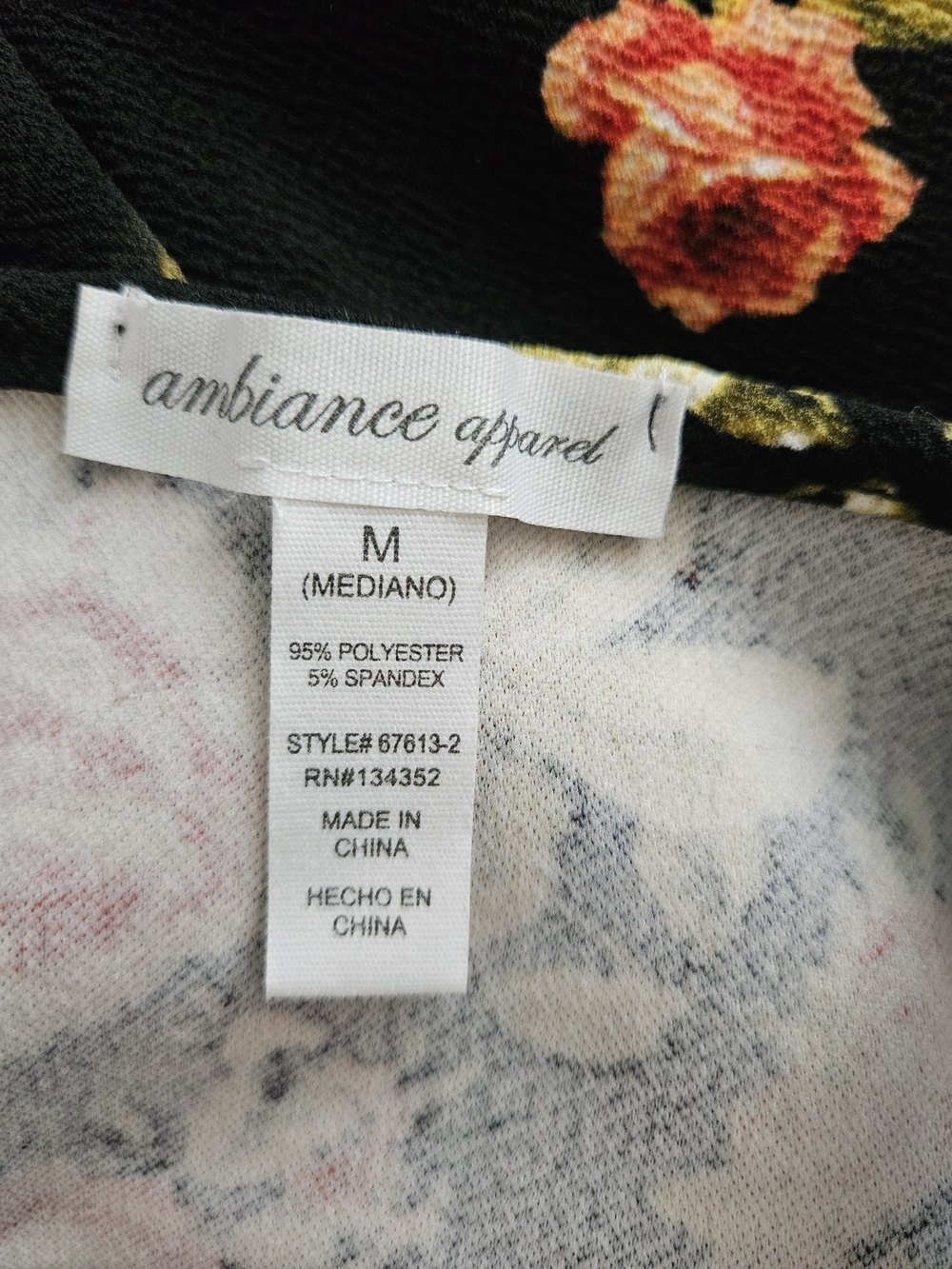 Ambiance Black Floral Mini Slip Dress with Red and Mustard Blooms - Picture 3 of 3